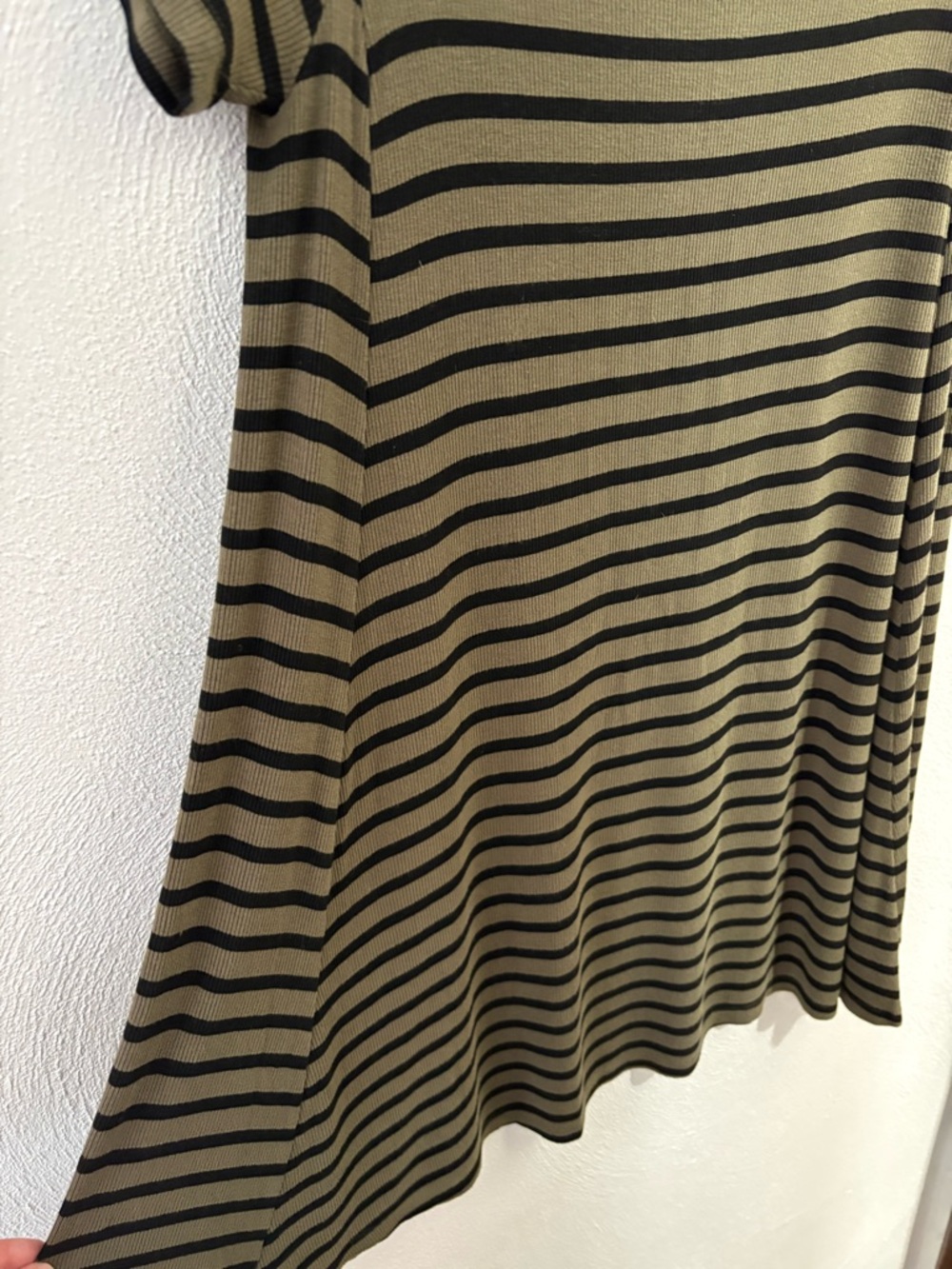 Old Navy Olive and Black Striped Ribbed Tee Dress - Picture 3 of 6
